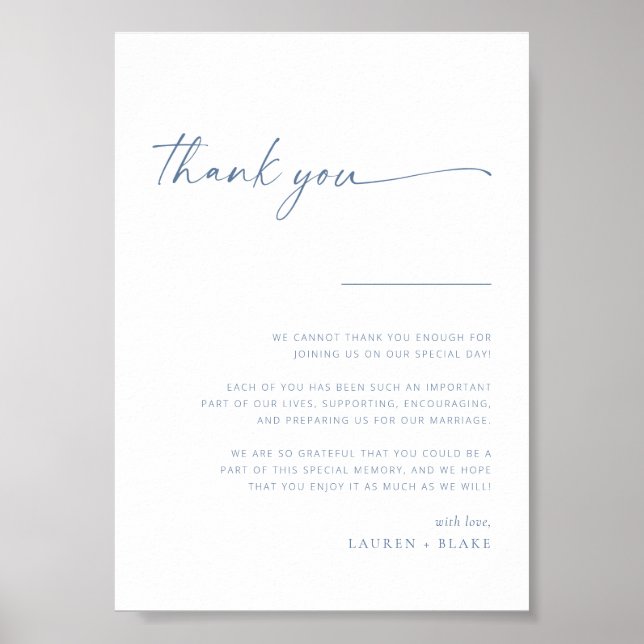 Poster SIGNE DE Merci Mariage de script moderne simple |  (Devant)
