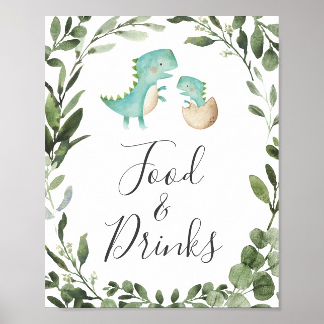 Poster SIGNE DE MÈRE Bébé Dinosaur Baby shower Alimentati (Devant)