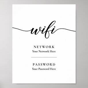 Poster Signe de mot de passe de réseau Wifi calligraphié