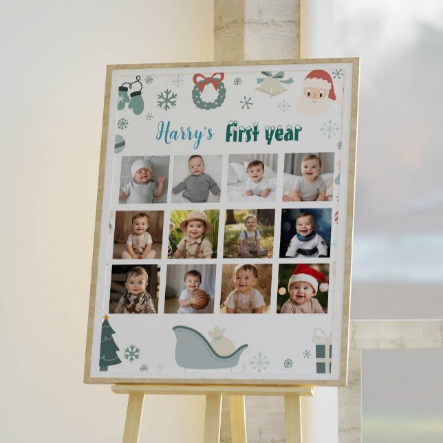 Poster Signe de Noël Père Noël Première année de la photo (Créateur téléchargé)