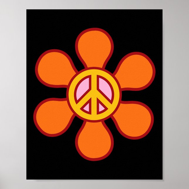Poster SIGNE DE PAIX AMOUR 60s les années 70 Super hippie (Devant)