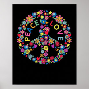 Poster SIGNE DE PAIX AMOUR 60s les années 70 Tie Dye Hip