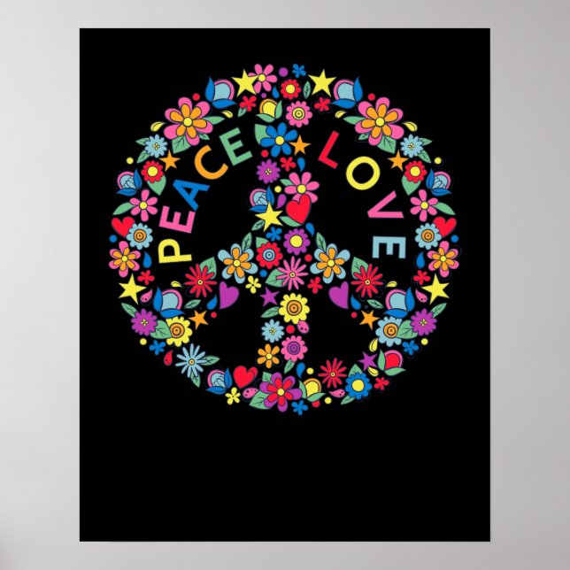 Poster SIGNE DE PAIX AMOUR 60s les années 70 Tie Dye Hipp (Devant)
