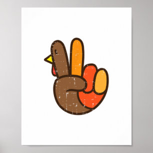 Poster signe de paix turquie main cool thansgiving hippie
