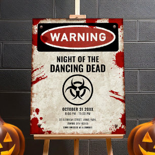 Poster Signe de parti Zombie avec le sang et le symbole d