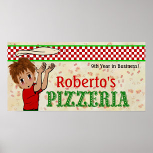Poster Signe De Pizza Sur La Porte