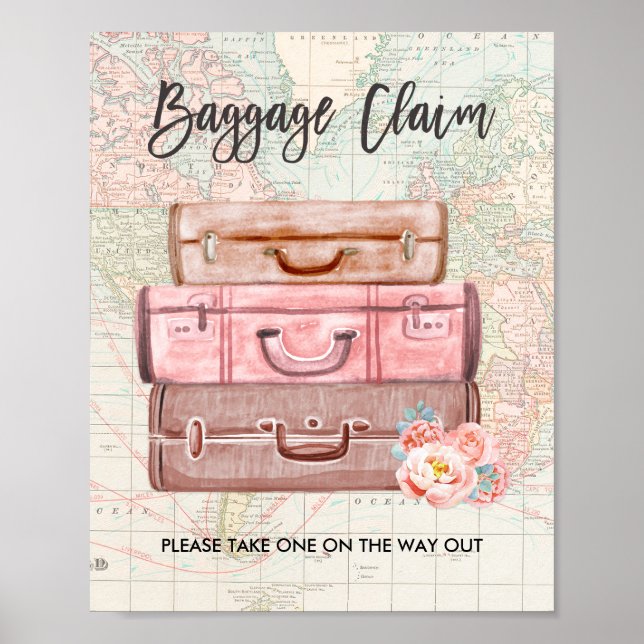 Poster Signe de réclamation de bagages Douche de voyage M (Devant)