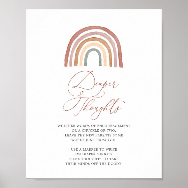 Poster Signe de réflexion sur le Baby shower arc-en-ciel (Devant)