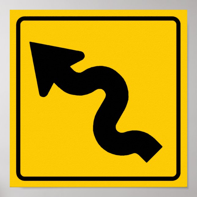 POSTER SIGNE DE ROUTE VERS L'AVANT SUR LA ROUTE (Devant)