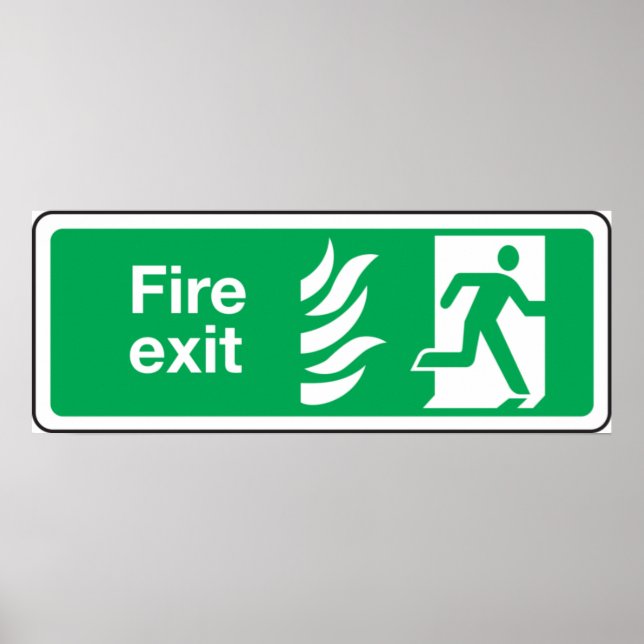 Poster Signe de sécurité de sortie d'incendie Évacuation  (Devant)
