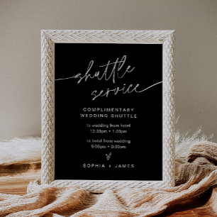 POSTER SIGNE DE SERVICE DE NAVETTE MARIAGE NOIR