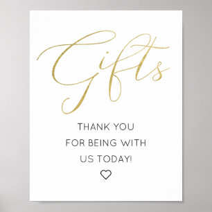 Poster Signe de table cadeau de script or simple