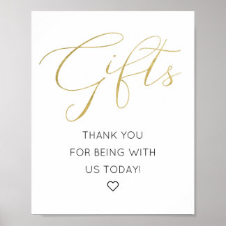 Poster Signe de table cadeau de script or simple