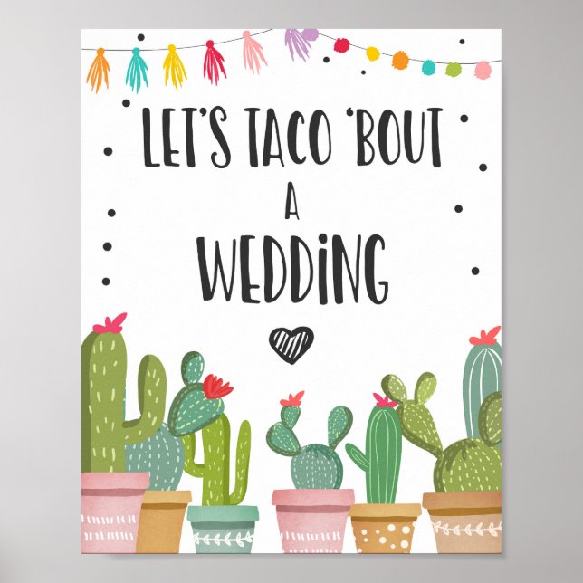 Poster Signe de table pour la fiesta de cactus de mariage (Devant)