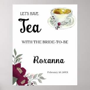 Poster Signe de Thé de Bienvenue pour Mariage Floral Mars