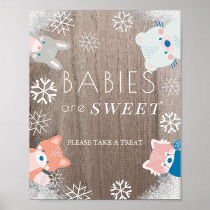Poster SIGNE DE TRAITEMENT Doux Baby shower de neige pour
