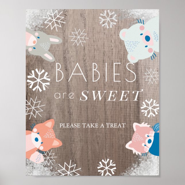 Poster SIGNE DE TRAITEMENT Doux Baby shower de neige pour (Devant)