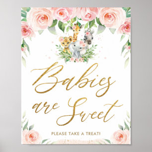 Poster SIGNE DE TRAITEMENT Floral Rose-Bleu Safari Animau