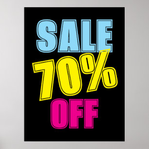 Poster Signe de vente à 70 %, Signal de magasin de détail
