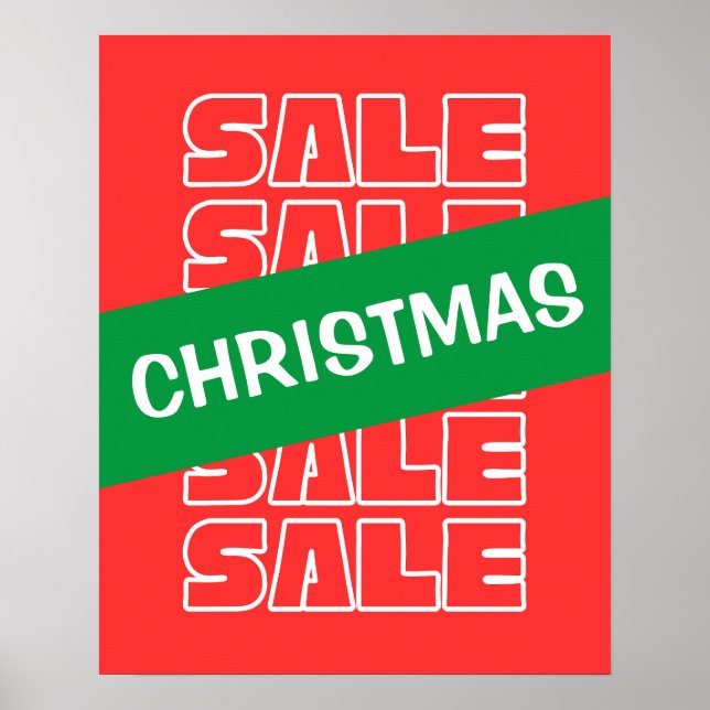 Poster Signe de vente de Noël, Signal de magasin de détai (Devant)