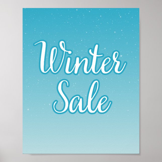 Poster Signe de vente d'hiver, Signe de vente bleue, Vent (Devant)
