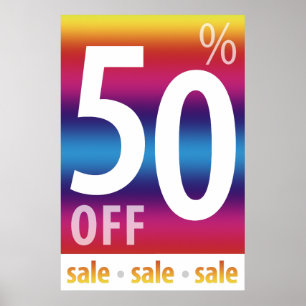 Poster SIGNE DE VENTE PUISSANT À 50 %   Coloré