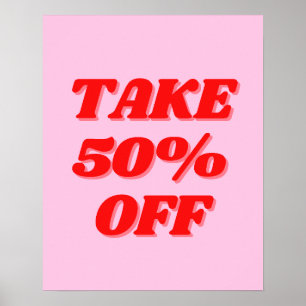 Poster Signe de vente rose, 50% de réduction sur la vente