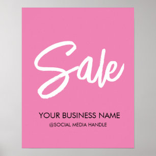 Poster Signe de vente rose personnalisable avec nom comme