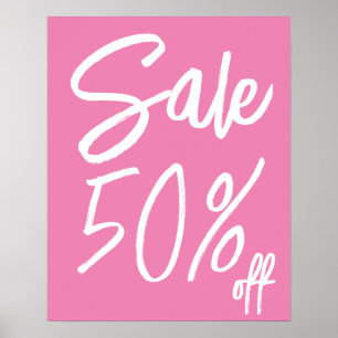 Poster Signe de vente rose personnalisable pour magasin d