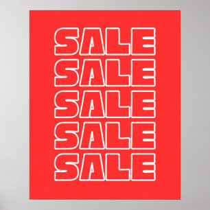Poster Signe de vente rouge, Signal de magasin de détail,