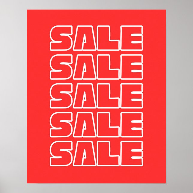 Poster Signe de vente rouge, Signal de magasin de détail, (Devant)