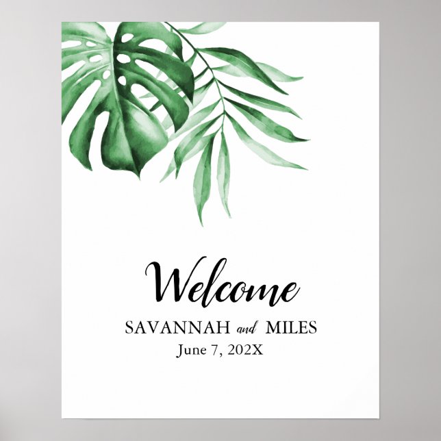 Poster Signe de verdure tropicale Palm personnalisable (Devant)