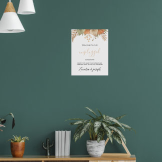 Poster Signe débranché du Mariage floral à feuilles minim