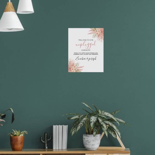 Poster Signe débranché du Mariage floral à feuilles minim (Salon 1)
