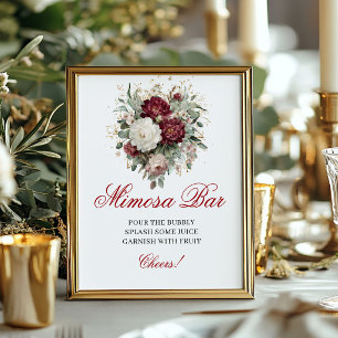 Poster Signe délicat floral Mimosa Bar Blush Bourgogne