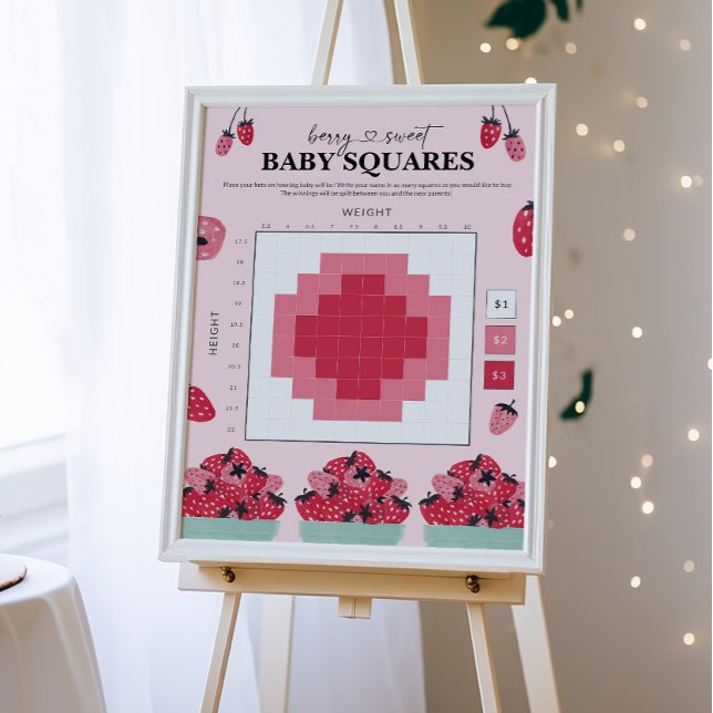 Poster SIGNE DES Carrés DE PARI Baby shower Berry Sweet (Créateur téléchargé)