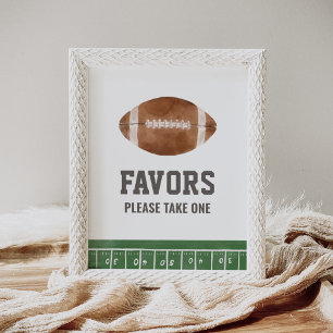 Poster Signe des faveurs du Baby shower de football