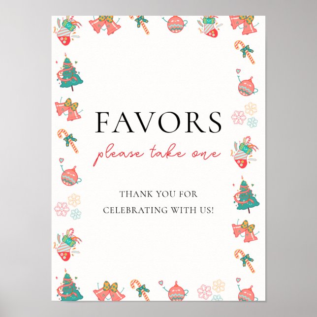 Poster Signe des faveurs du Baby shower de Noël (Devant)