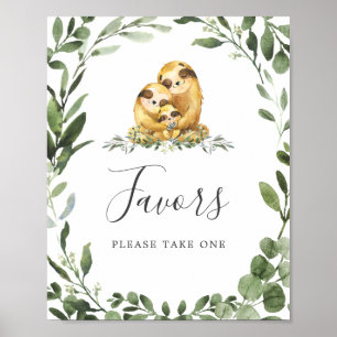 Poster SIGNE DES Favoris Baby shower de la famille Sloth