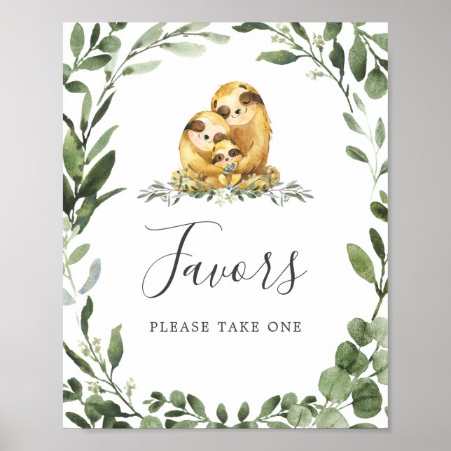 Poster SIGNE DES Favoris Baby shower de la famille Sloth (Devant)