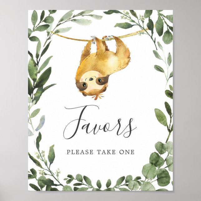Poster SIGNE DES Favoris Baby shower Sloth (Devant)