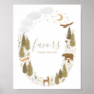 Poster SIGNE DES FÊTES DE Baby shower DE Woodland