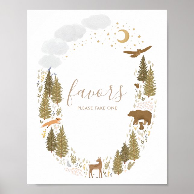 Poster SIGNE DES FÊTES DE Baby shower DE Woodland (Devant)