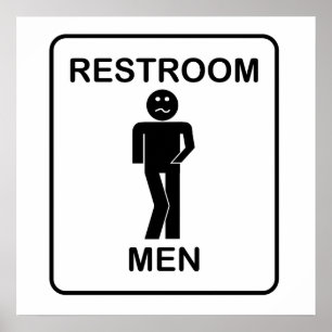 Poster Signe des toilettes des hommes drôles