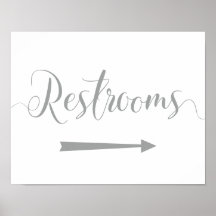 Signe des toilettes en argent - Flèche droite