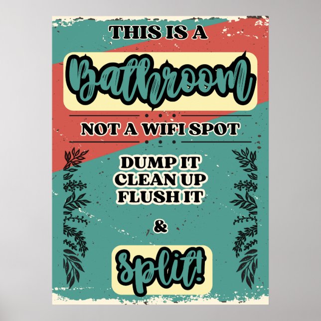 Poster Signe d'étiquette humoristique de salle de bain (Devant)