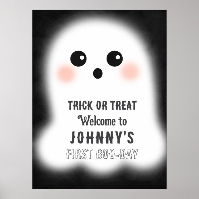 Poster Signe d'événement Halloween Cute Ghost Editable Pa (Devant)