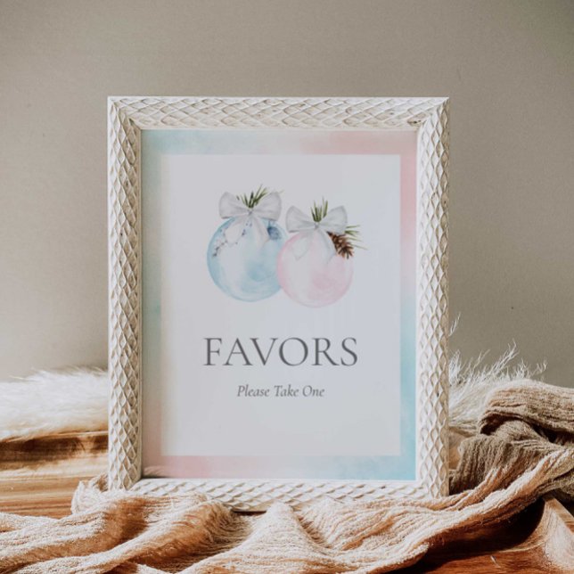 Poster Signe du Baby shower de révélation de genre hivern (Christmas Gender Reveal Baby Shower Favors sign)