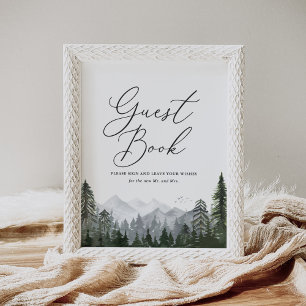 Poster SIGNE DU LIVRE D'INVITATION Mariage Rustique Pine 