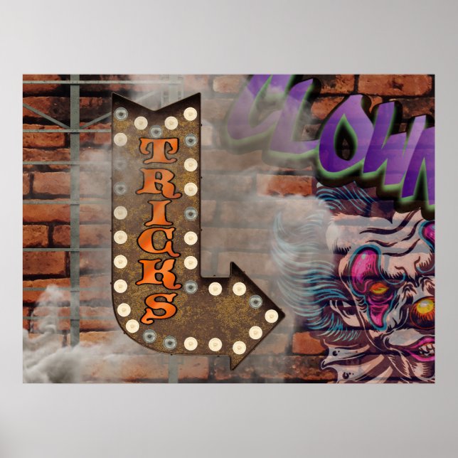 Poster Signe du marquis Graffiti Clown effrayant (Devant)